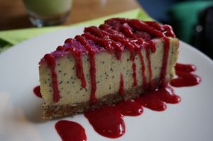 Cheesecake w/Poppy Seeds (vegan) at The Beginnings - Kr.Barona Iela in Riga