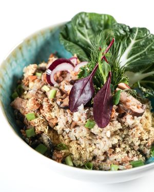 Buckwheat risotto with chanterelles. at The Beginnings - Kr.Barona Iela in Riga