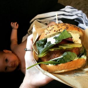 Beyond meat burger  at The Beginnings - Kr.Barona Iela in Riga