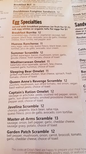 Sub tofu for eggs at Crow's Nest in Kalamazoo