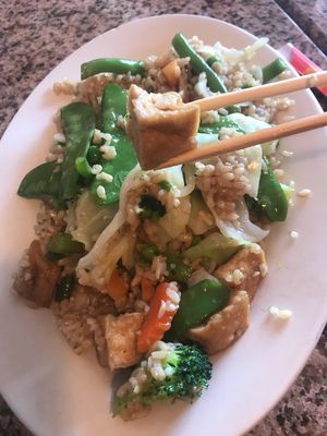 Vegetable fried brown rice at The Thai Place in Sturbridge