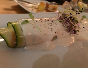 raw zucchini cannelloni with cashew cheese at El Maderal in Barcelona