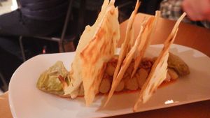 Lentil pâté with Sardinian flatbread at El Maderal in Barcelona