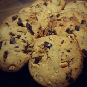 Vegan cashew-chocolate chip cookies at Cafe & Bakery Mimosa in Tampere