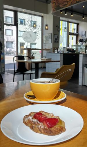 Lovely pastry, lovely cuppa, lovely place at Cafe & Bakery Mimosa in Tampere