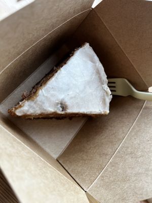 a good slice of cake, served in a to-go box for dine in  at Gluten Free Gem in Portland