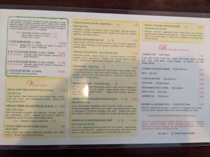 Yellow is the vegan part of the menu (September 2020) at Dang Good Vietnamese Restaurant in Edmonton