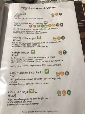 Menu vegan e vegetariano  at Escondidinho in Mafra