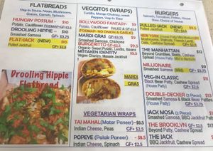 Menu at Veg-In YYC Re-Planted in Calgary