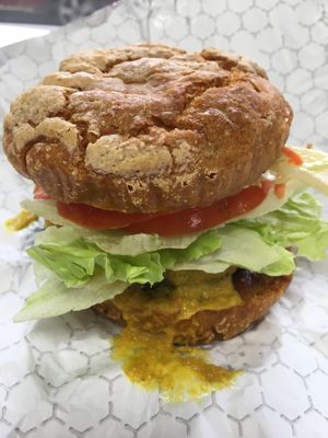 New York Burger with GF bun  at Veg-In YYC Re-Planted in Calgary