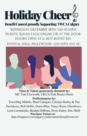 Delissitude and Veg-In YYC Cafe are hosting a holiday benefit concert on December 18th with all proceeds supporting women and families at YWCA. at Veg-In YYC Re-Planted in Calgary