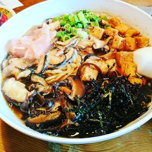 Mushroom ramen with tofu and veggies broth. at Ace Eat Serve in Denver