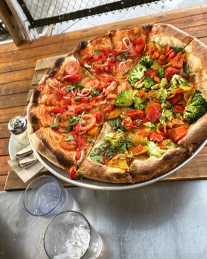 Vegan pizza, oh so good  at La FiAmma in Bellingham