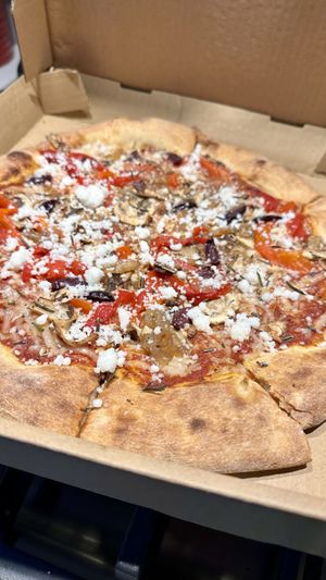 Veggie Fiona, vegan feta and vegan mozzarella   at La FiAmma in Bellingham