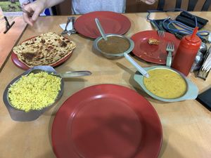 Black and yellow bean dals (black bean dal is our favorite)  at New Satkar Vegetarian Restaurant in Kathmandu