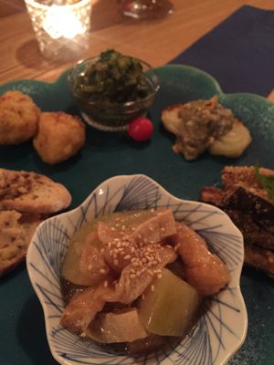 Assorted tapas at Ukishima Garden in Kyoto