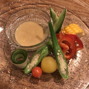 Vegetables and miso at Ukishima Garden in Kyoto