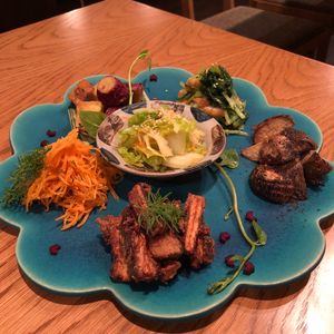 Tapas plate at Ukishima Garden in Kyoto