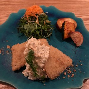 Megumi main course - “fish” at Ukishima Garden in Kyoto