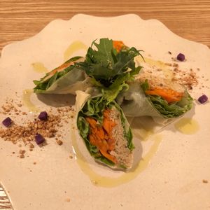 Okara hummus rolls at Ukishima Garden in Kyoto