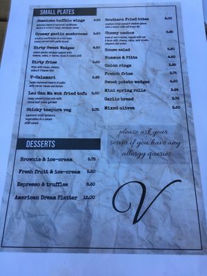 Menu continued at Voltaire in Bangor