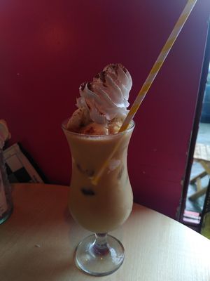 Coffee ice cream float with cream at Voltaire in Bangor