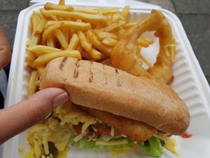 Gluten free but soagy and carb overload. at Voltaire in Bangor