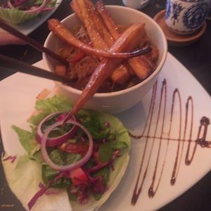 the noodle dish!! yum!  at Voltaire in Bangor