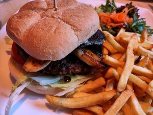 "elvis burger" with grilled banana!? It works! at Voltaire in Bangor