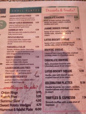 Menu at Voltaire in Bangor