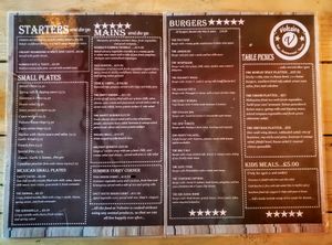 Menu at Voltaire in Bangor