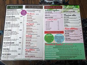 2019 evening time menu at Voltaire in Bangor