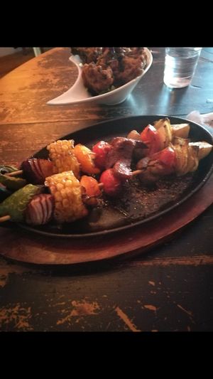 Seitan skewers at Voltaire in Bangor