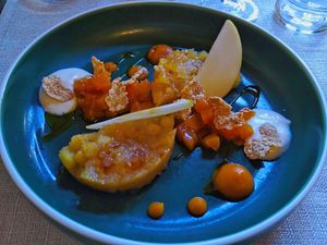 Dessert with pumpkin at La Couleuvrine in Sarlat-la-caneda