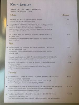 Menu  at La Couleuvrine in Sarlat-la-caneda