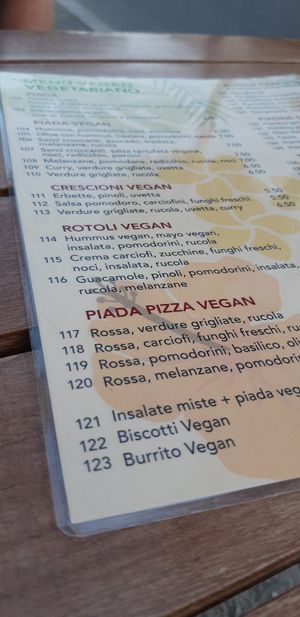 Menu at Stuzzicheria Romagnola in Cervia