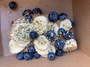 Almond banana toast  at Kupfert & Kim - Spadina in Toronto