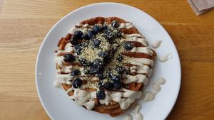 Delicious waffles at Kupfert & Kim - Spadina in Toronto