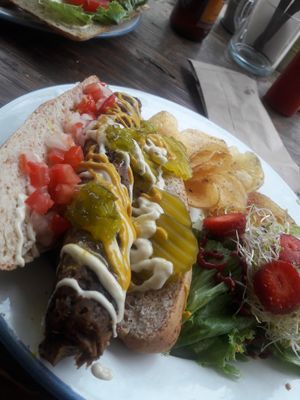 hot dog mehh at Vegan Planet - Mexico City in Mexico City
