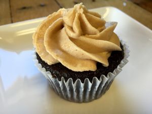 Chocolate cupcake with peanut butter icing.  at Paisley Vegan Kitchen in Cocoa