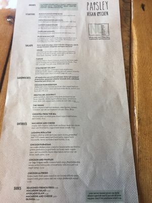 Menu at Paisley Vegan Kitchen in Cocoa