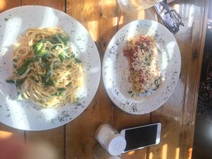Lasagna and linguini alfredo! Delicious! at Paisley Vegan Kitchen in Cocoa