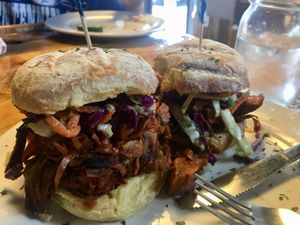 Vegan bbq pulled pork (plant-based) omg so amazing at Paisley Vegan Kitchen in Cocoa