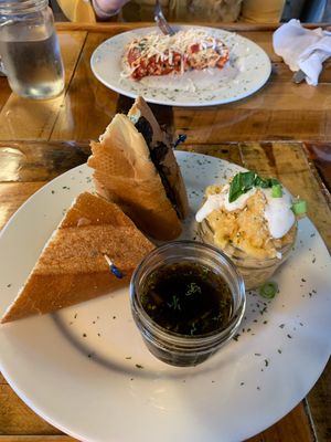 French dip sandwich with buffalo ranch Mac and cheese and lasagna  at Paisley Vegan Kitchen in Cocoa