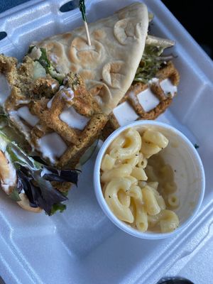 Falafel waffle & Mac n cheese 💚 at Paisley Vegan Kitchen in Cocoa