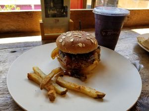 Vegan Veggie Burger, Acai Smoothie at B.GOOD in Portland