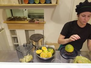 counter at Living Food in Montevideo
