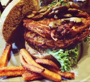 double rosti burger at Halifax Burgers - Larsbjornsstaede in Copenhagen