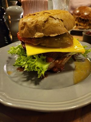 The Berlin vegan burger with beetroot patty at Halifax Burgers - Larsbjornsstaede in Copenhagen