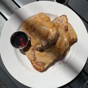 Peaches and Cream Cheese French Toast at Plant Matter Kitchen in London